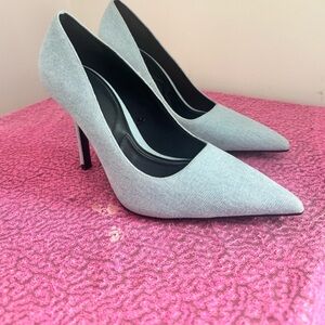 Zara Denim Pointed Toe Heels